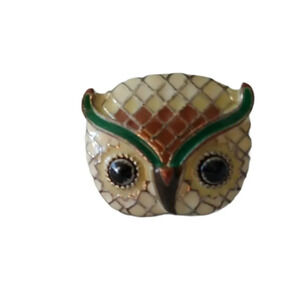 Metal  Owl Ring with Black Eyes, 6.5